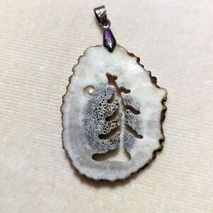 Vintage necklace pendant charm Elk Horn Antler